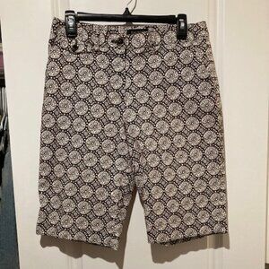 TALBOTS Women's Bermuda Shorts Brown Print Stretch SIZE 8